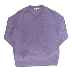 Men's Turnbury Purple Extra Fine Merino Wool Long Sleeve Sweater Sz Large